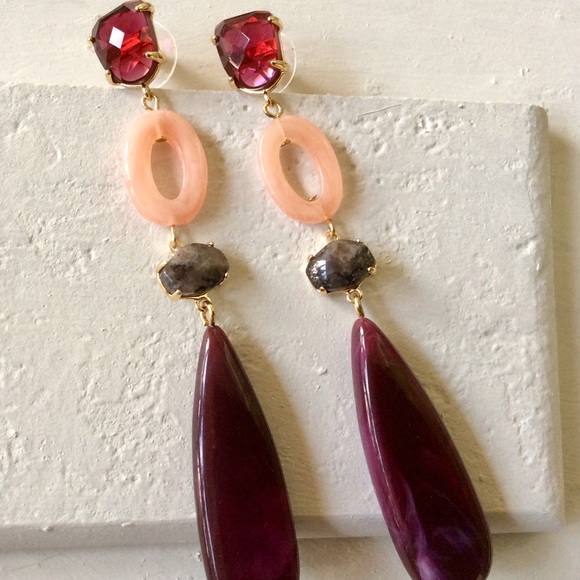 ANTHROPOLOGIE REBEKAH RESIN DROP EARRINGS NEW - Picture 7 of 8